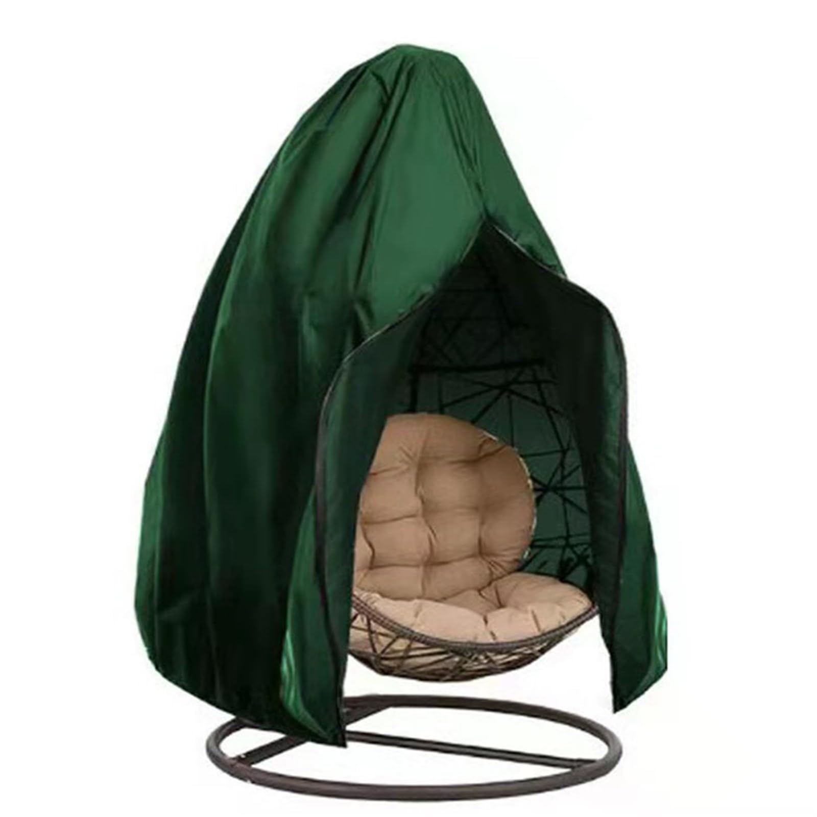 Morbuy Patio Hanging Standing Egg Chair Cover, Windproof Heavy Duty Veranda Large Cover for Egg Chair Single, Garden Outdoor Swing Seat Cover Durable Furniture Protector (230x200CM,210D Green)