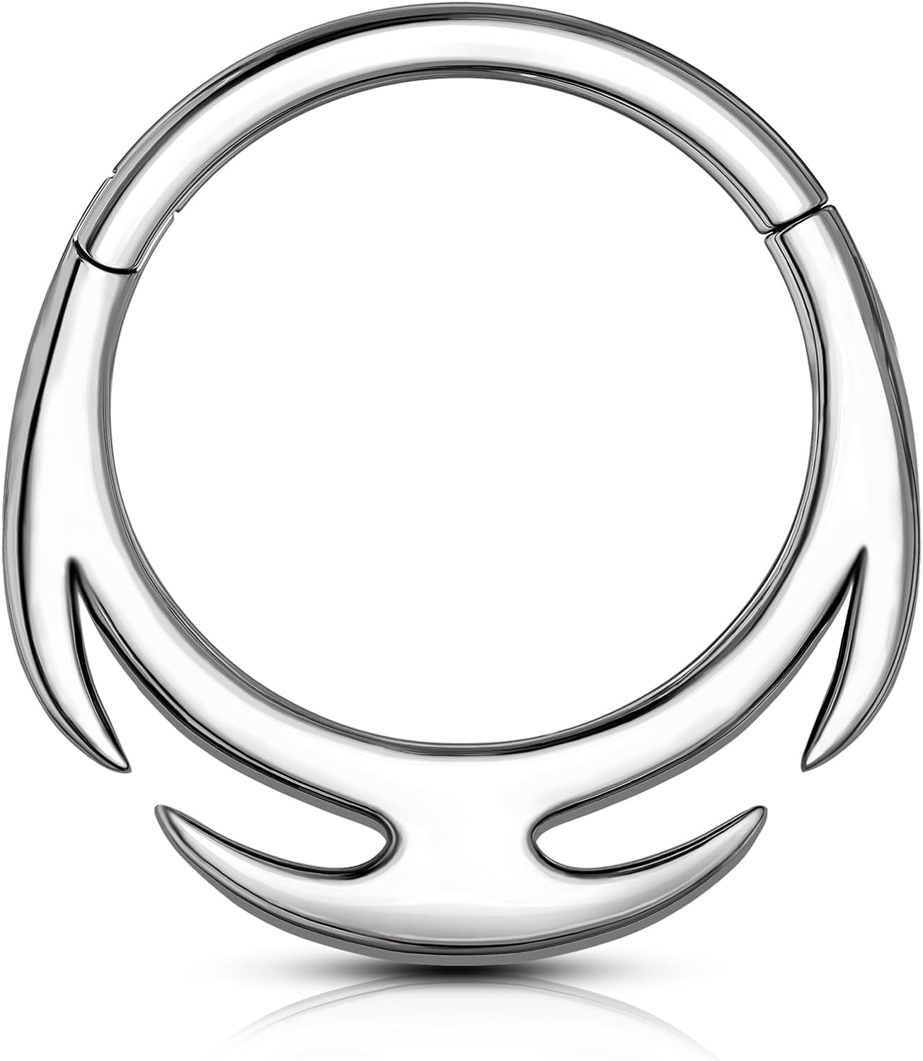 Luna Muta Septum Ring - 316L Stainless Steel Crescent Moon Thorn Septum Clicker 16G 8/10MM Helix Daith Piercing Jewelry
