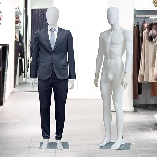 Miniatura 9 de Kinsunny Exhibición de forma de vestido de maniquí masculino, maniquí desmontable ajustable de 74 pulgadas, soporte de torso de maniquí de cuerpo