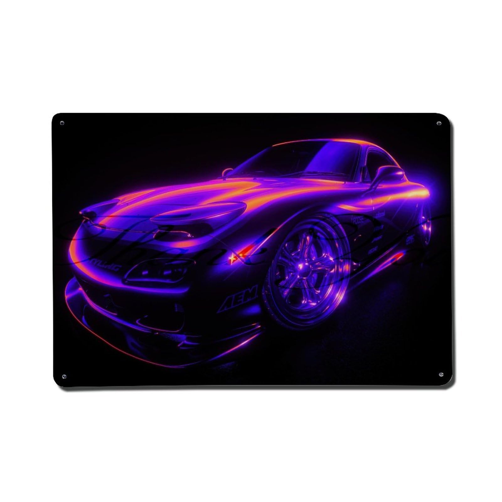 JDM Car Purple RX-7 FD3S Vintage Racing Car Metal Tin Sign Plaque Wall Decor for Cafe, Club, Garden Metal Poster 8x12Inch