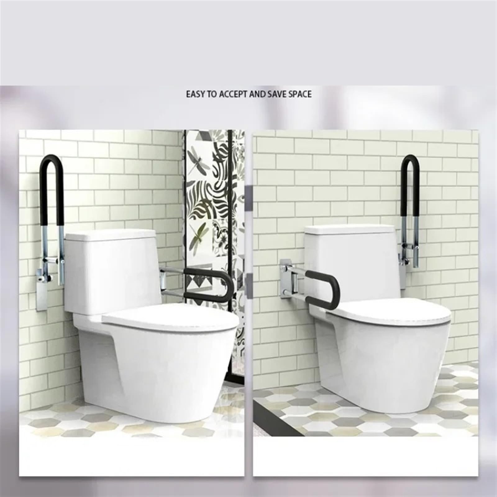 Barra Abatible Baño Barra de agarre for inodoro con diseño abatible hacia arriba, pasamanos seguridad for baño acero inoxidable 23,6 pulgadas