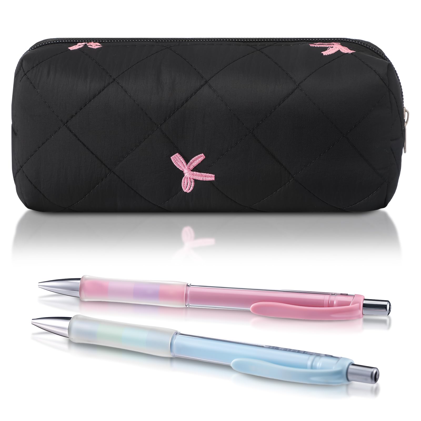 Sherr Black Coquette Bow Pencil Case Pink Bow Cute Pencil Pouch Soft Cotton Storage Bag Aesthetic Pattern Gift Makeup Pouch Cosmetic Travel Bag for Women — image 1