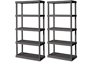 Sterilite 5-Shelf Plastic Storage Unit (2-Pack), Heavy-Duty, Gray