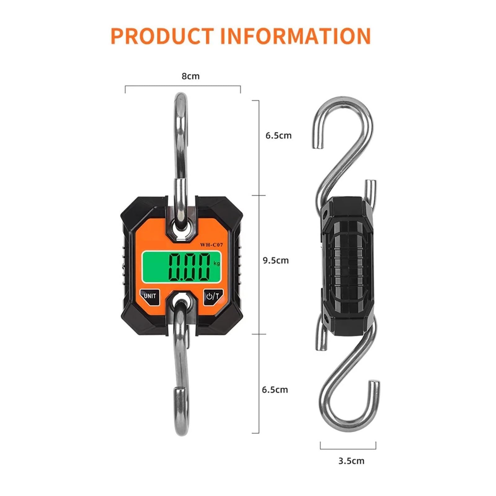 250KG/100g 100KG/50g Wytrzymała waga hakowa LCD Cyfrowa waga wędkarska do bagażu dla Budownictwa, Fabryki(250KG 100g)