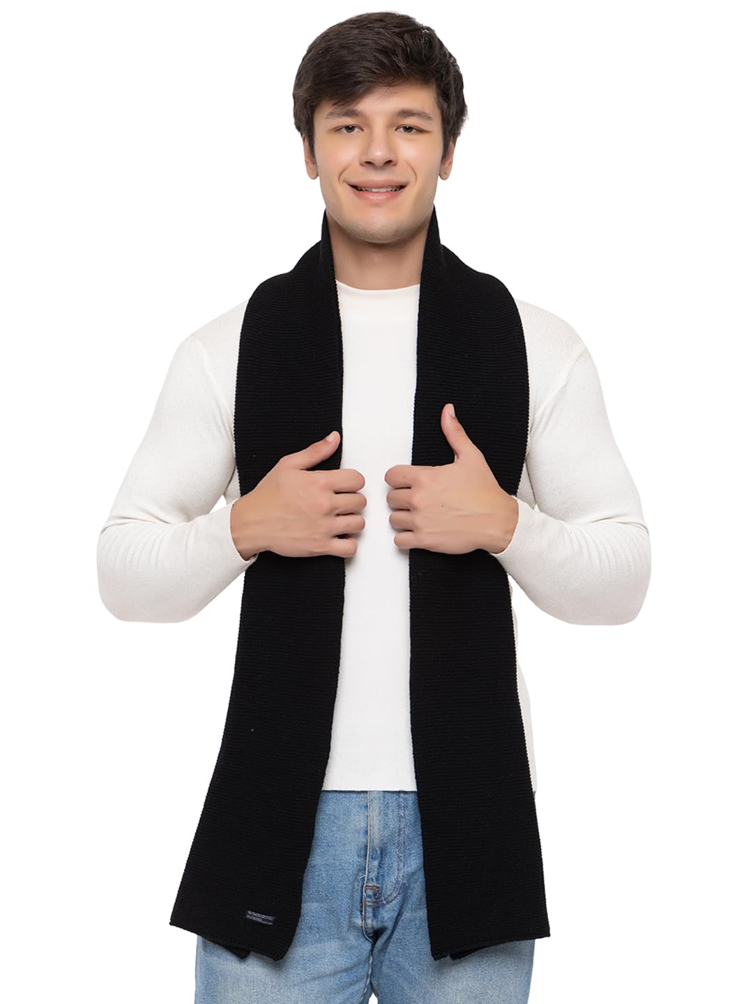 men acrylic woolen solid self design casual warm winter wear muffler scarf stole,men921_p