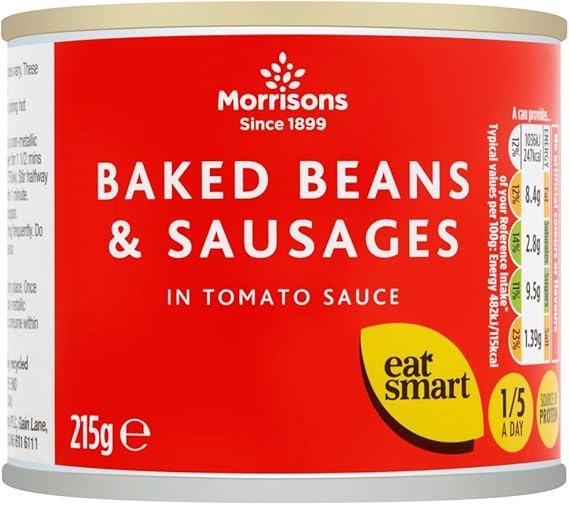 Morrisons Baked Beans & Sausages in Tomato Sauce, 215g Amazon.co.uk