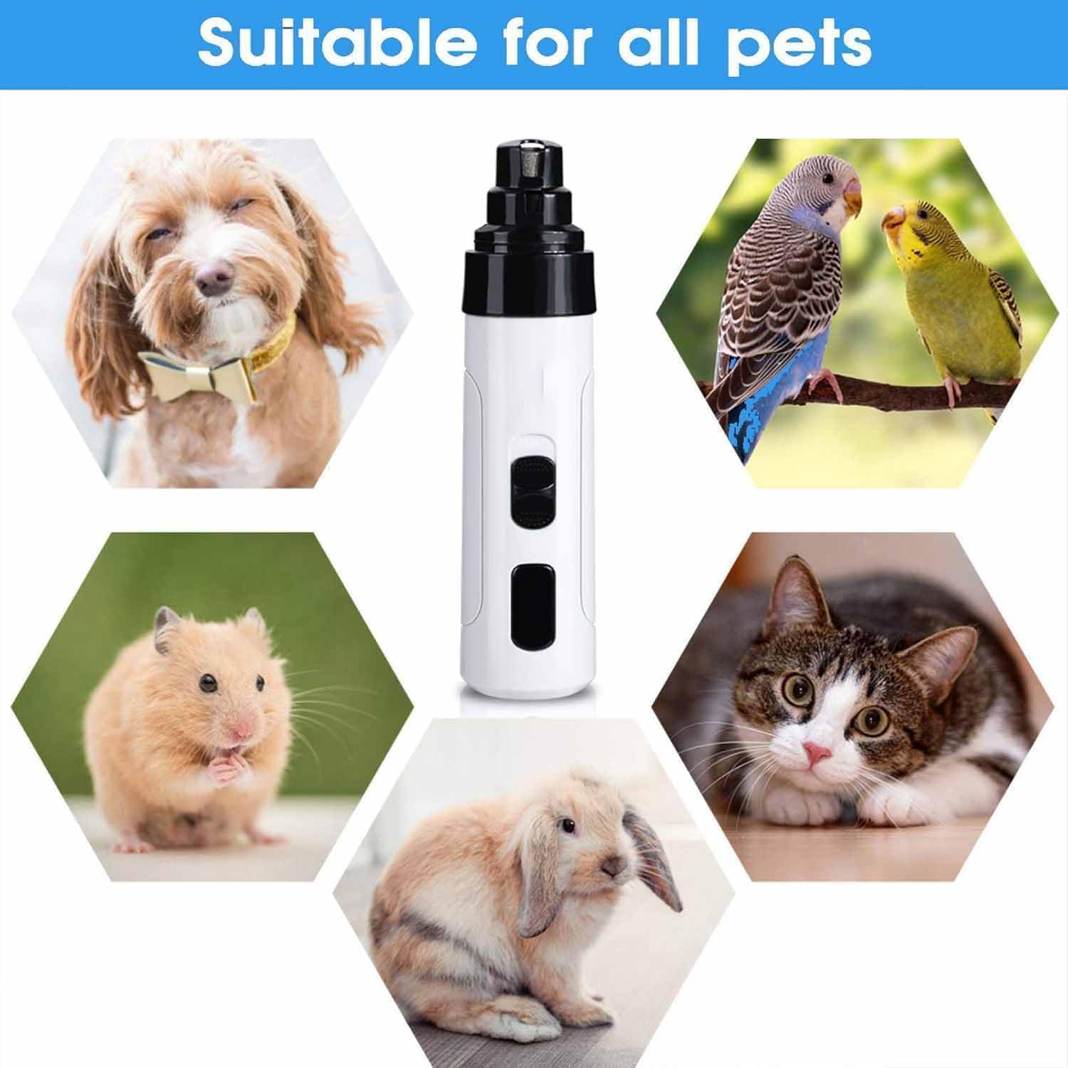 Macinaunghie elettrico per cani, ricaricabile tramite USB, silenziosa e precisa, per tutte le razze, tagliaunghie ergonomico e sicuro per una toelettatura senza stress, include una testa di macinatura