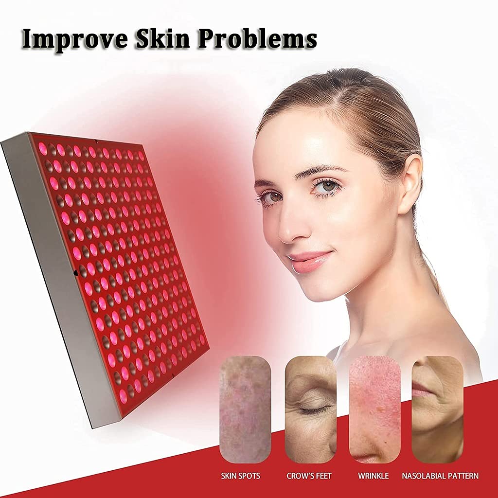 225 LED Lámpara de Calor Luz Infrarroja-Dispositivo de Terapia de Luz Roja de 45 W-Luz Roja de 660 NM y Luz Infrarroja Cercana de 850 NM -para Rostro,Cuerpo,Antienvejecimiento,Alivio del Dolor