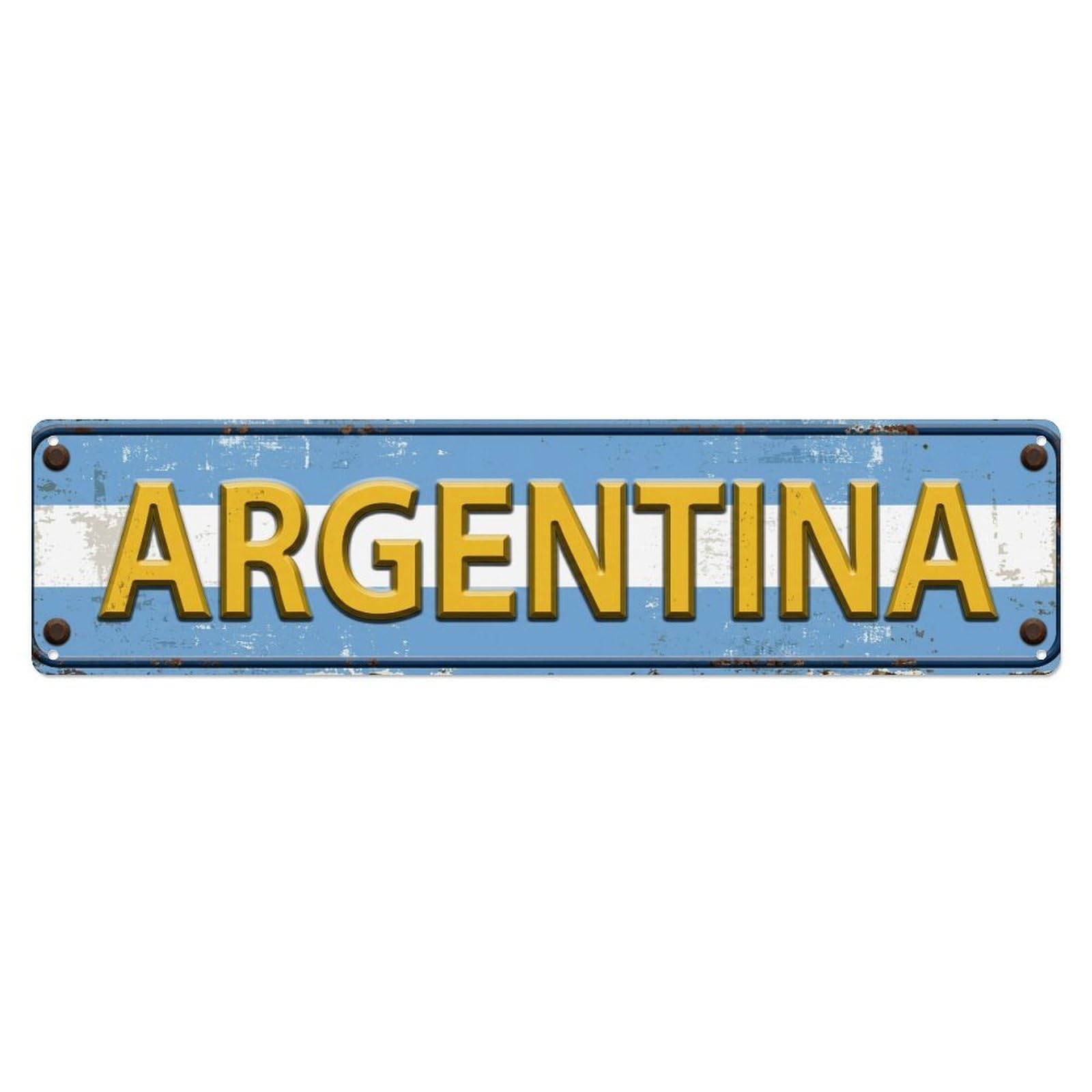 Metal Tin Sign Vintage Argentina Flag Pattern