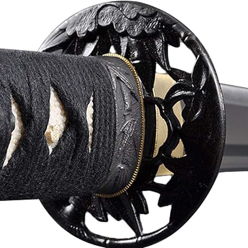 Miniatura 9 de Handmade Sword - Espada Katana de entrenamiento Iaido sin afilar de acero inoxidable, hecha a mano, espada completa, vaina negra