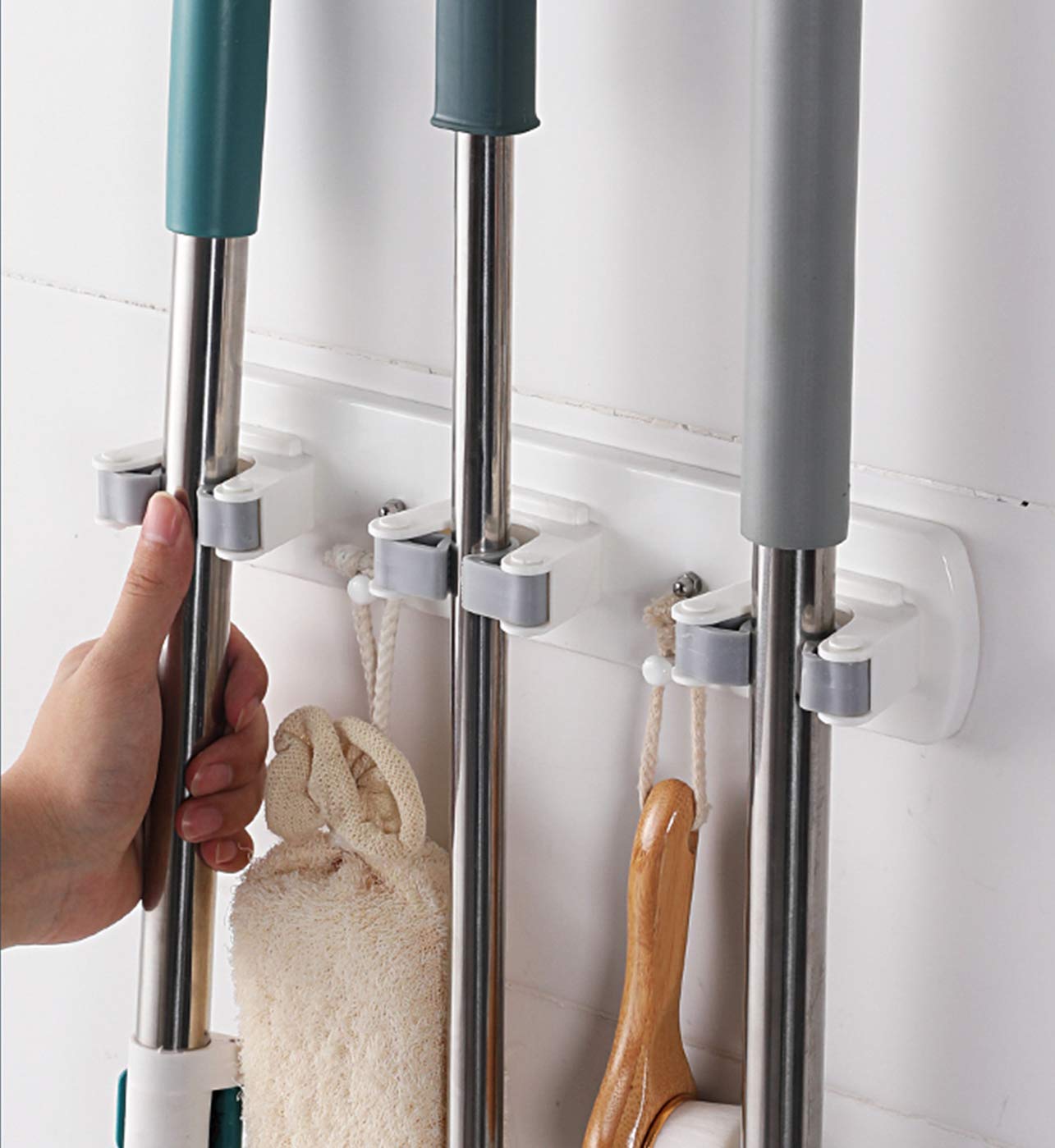Kiwilon Plastic Self Adhesive 3+3 Slot Wall Mounted Mop And Broom Holder (Large, Multicolour) (B084H95X56) Amazon Price History, Amazon Price Tracker