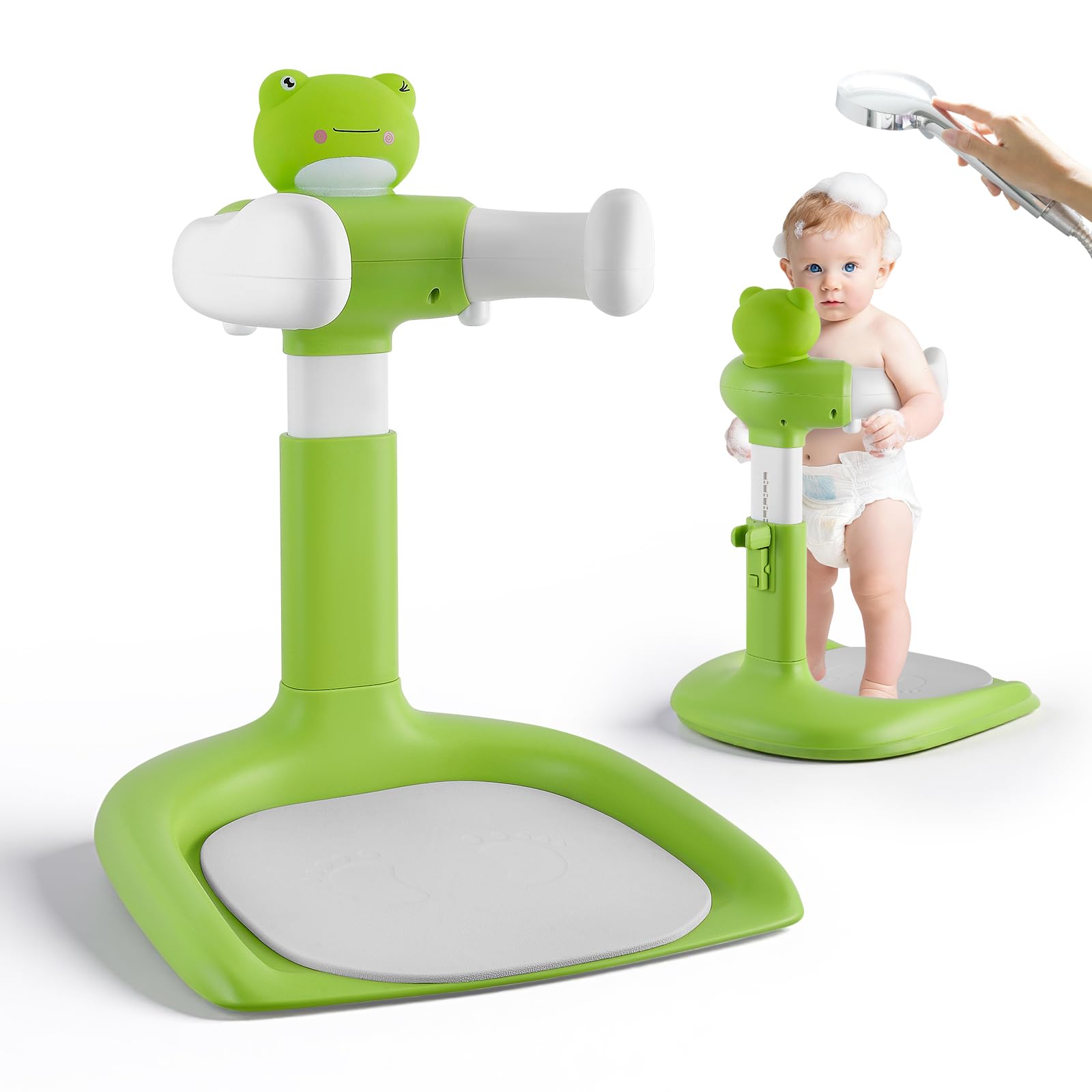 Support de Douche Bébé Debout, Baby Shower Stand Bath pour 6-36 Mois,Tour de Douche Réglable pour Aider Bébé,comme douche bebe debout et cadeau prénatal