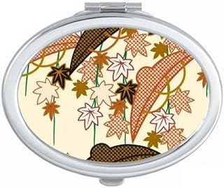 Painting Japanese Culture Brown Mirror Portable Fold Hand Makeup Double Side Glasses