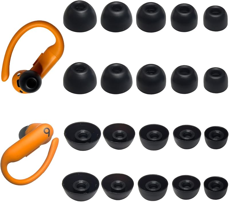 Replacement Ear Tips for Powerbeats Pro 2 – 10 Pairs(XL/L/M/S/XS) | Silicone Earbuds Tips for Beats Studio Buds/Beats Fit Pro/Solo Buds, Black