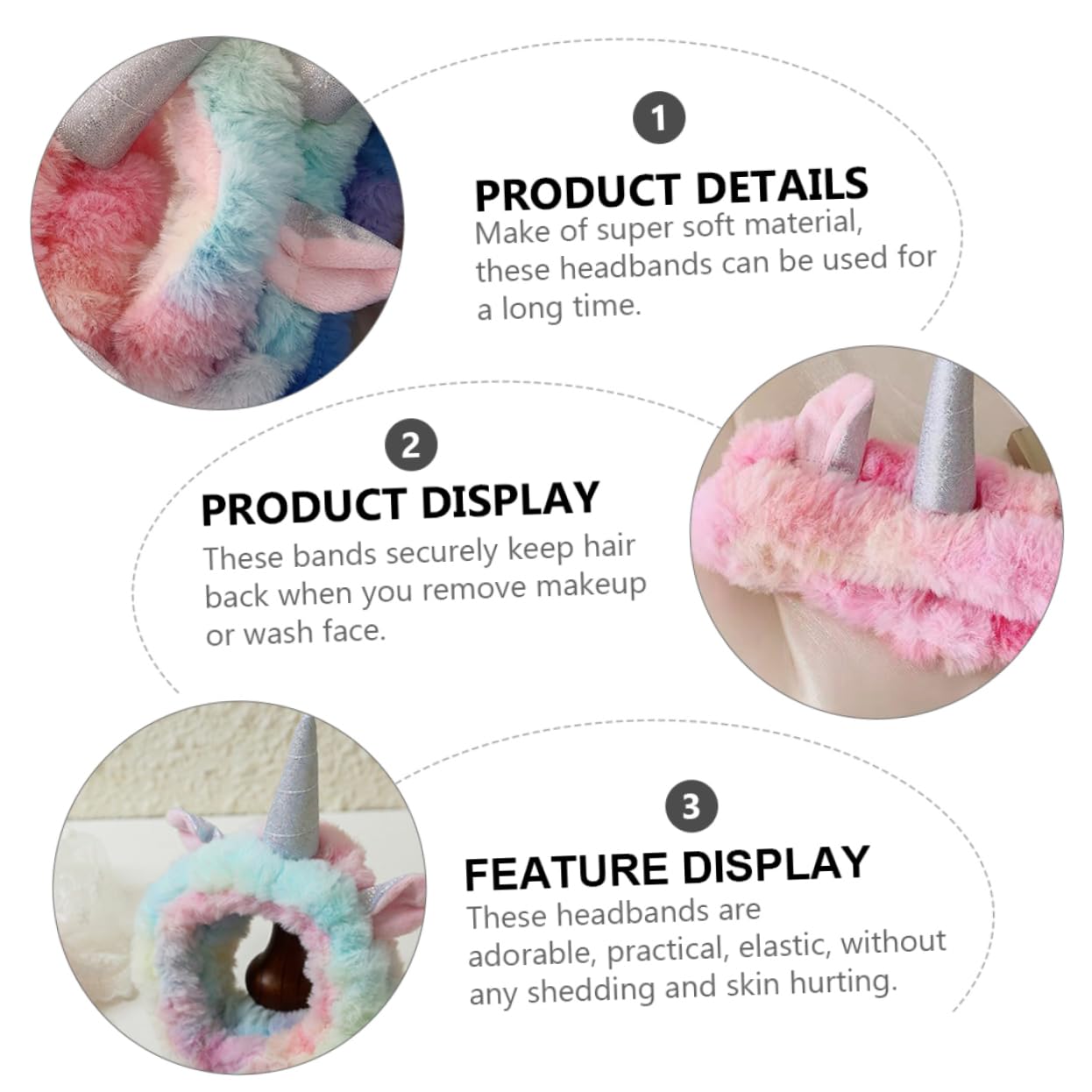 9 Pz fascia per unicorno Ghetta per il collo fasce in pile di corallo ghetta nera per il collo bandane scrunchies hair band fasce per unicorno Fasce per la doccia vello di corallo GALPADA