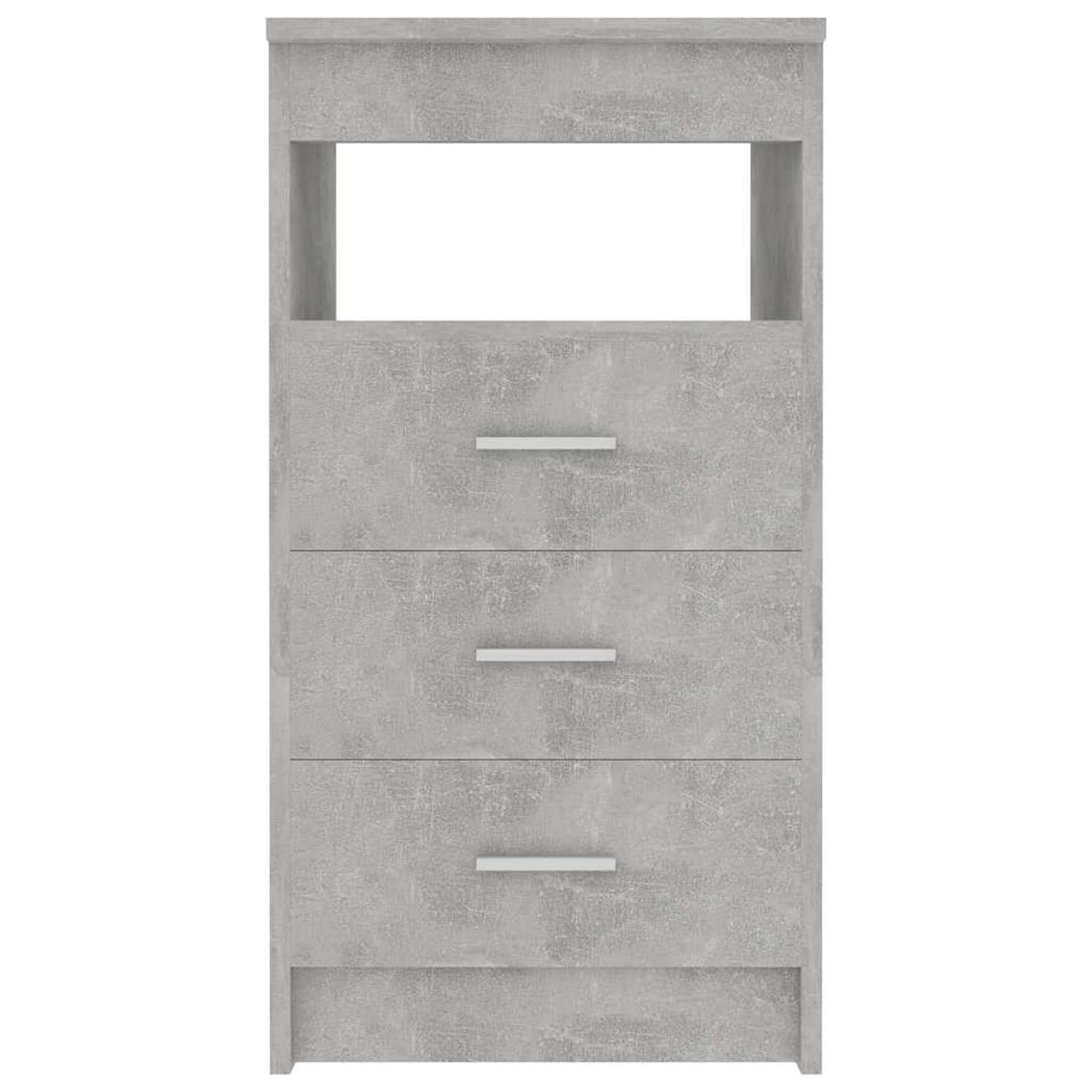 Schubladenschrank Sideboard 40x50x76 cm Betongrau aus Holzwerkstoff – kompakt mit 3 Schubladen & oberem Fach für Büroorganisation