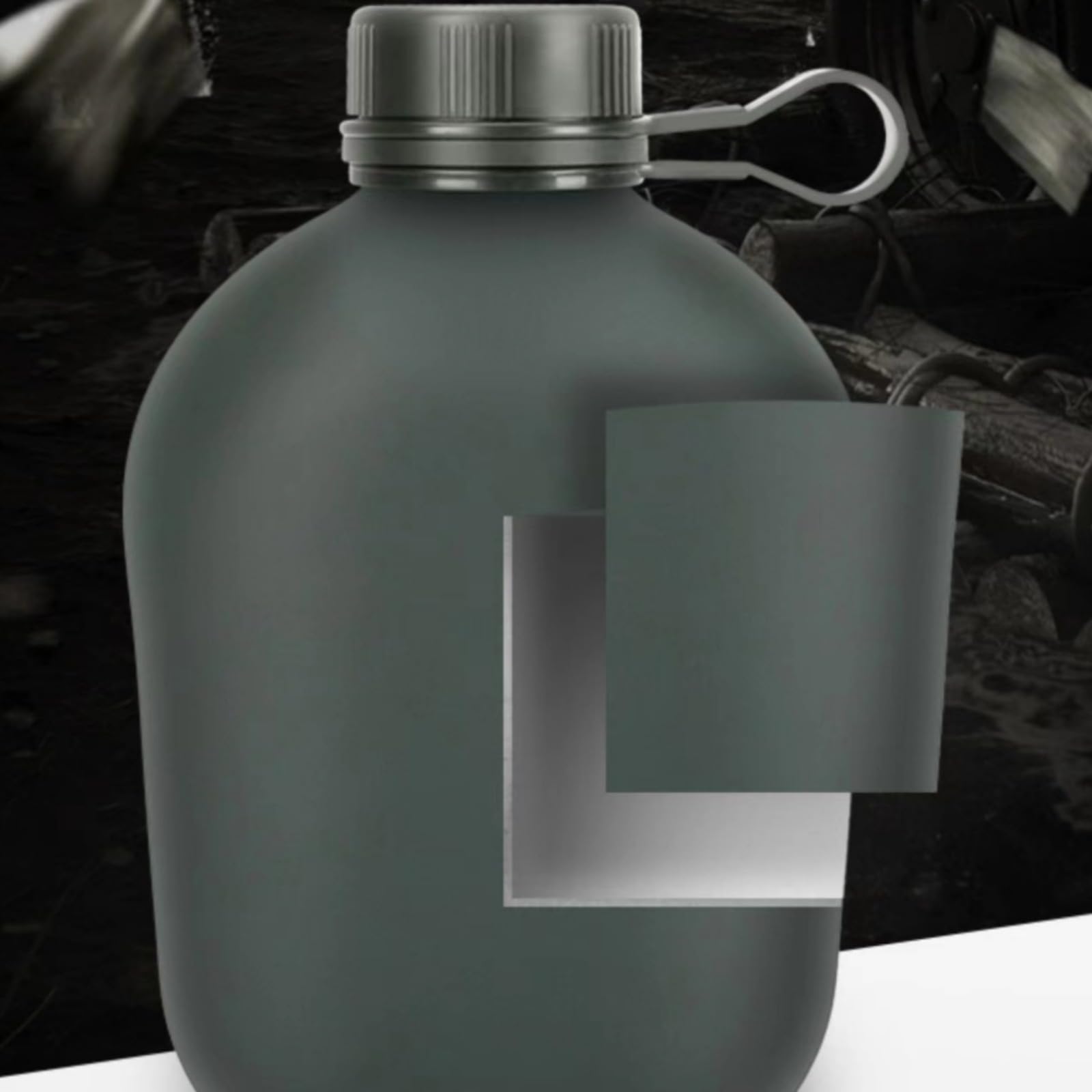 LOJAX Borraccia Militare in Alluminio da 1 litro con Borsa in Nylon Rinforzato, Borraccia da Mensa(C)