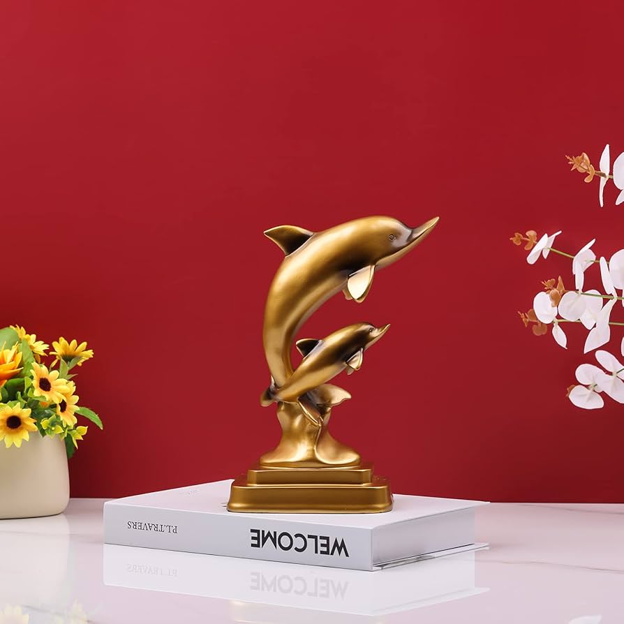 イルカ置物 Amazon.co.jp: ゴールドイルカの置物装飾アクセント、沿岸生活の