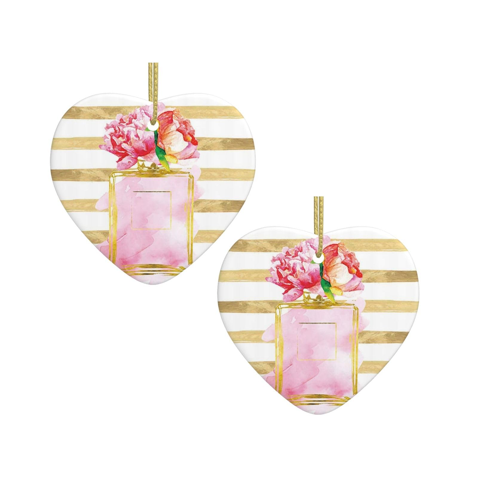 Nddcedew White Christmas Tree Ceramic Love Pendant Fashion Perfume Print Hanging Pendant Ornaments, Xmas Holidays Decoration