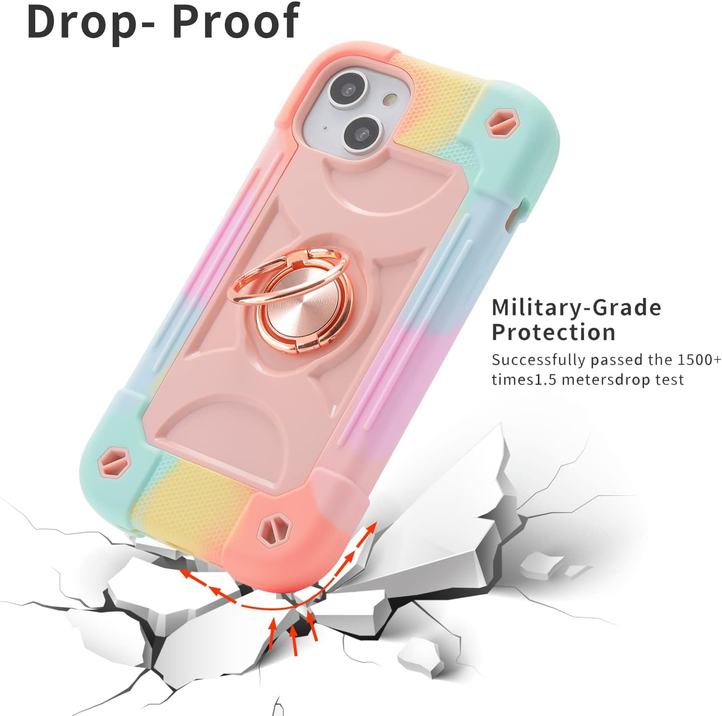 MARKILL Compatible with iPhone 14 Plus Case 6.7 Inch with 360 Degree Rotate Ring Stand, Military Grade Drop Protection Full Body Rugged Heavy Duty Protective Cover for iPhone 14 Plus