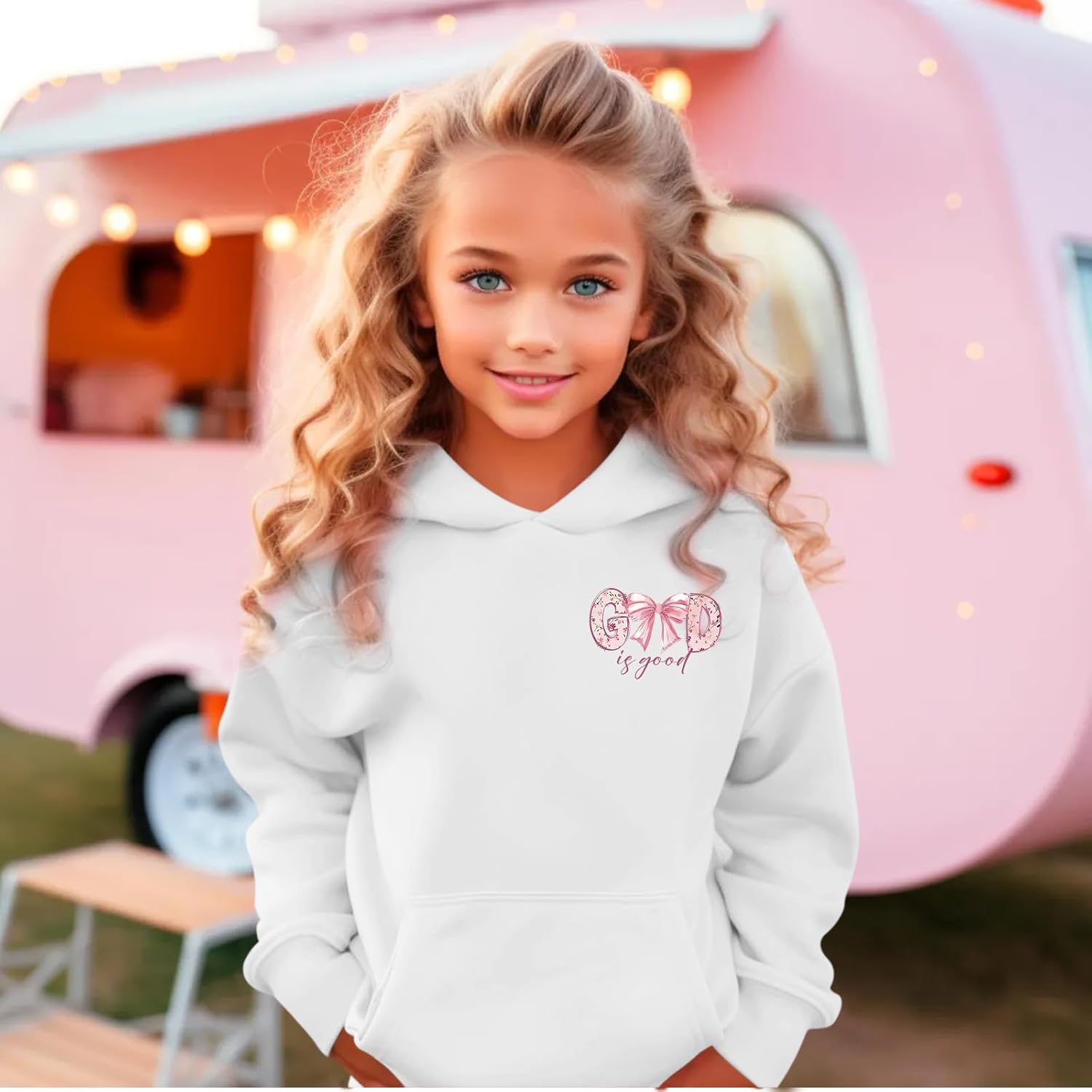 KEEVICI Cute Christian Hoodies for Girls Bow God Is Good Sweatshirt Kawaii Jesus Graphic Hoodie Bible Verse Cotton Pullover - Image 4