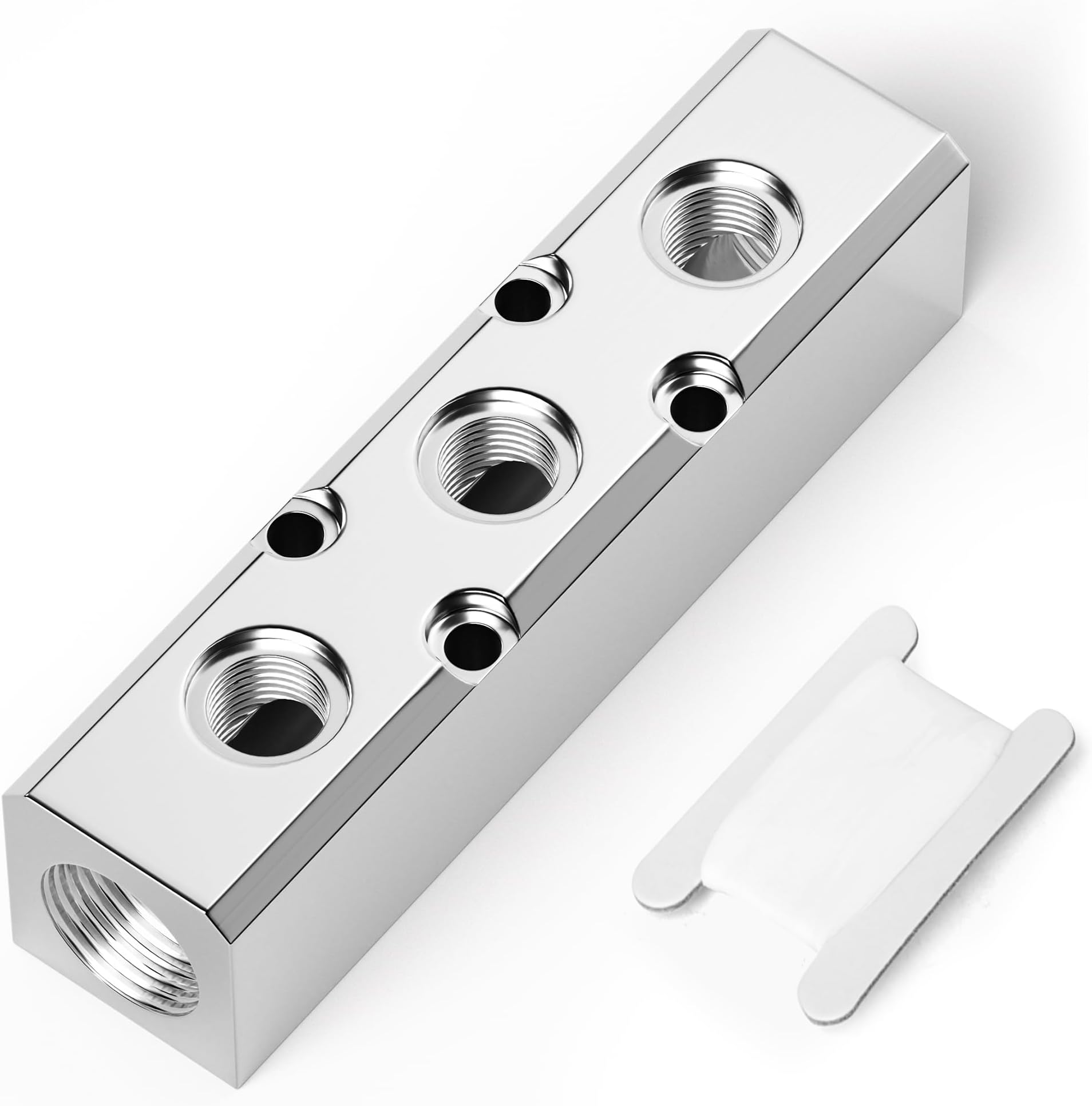 TAILONZ PNEUMATIC Silver 3 Way Pneumatic Shunt Aluminum Block Pneumatic Manifold Air Distribution Block Air Path Exhaust air Source Distributor,Compressed Air Manifold Pneumatic Block,Gas Divider