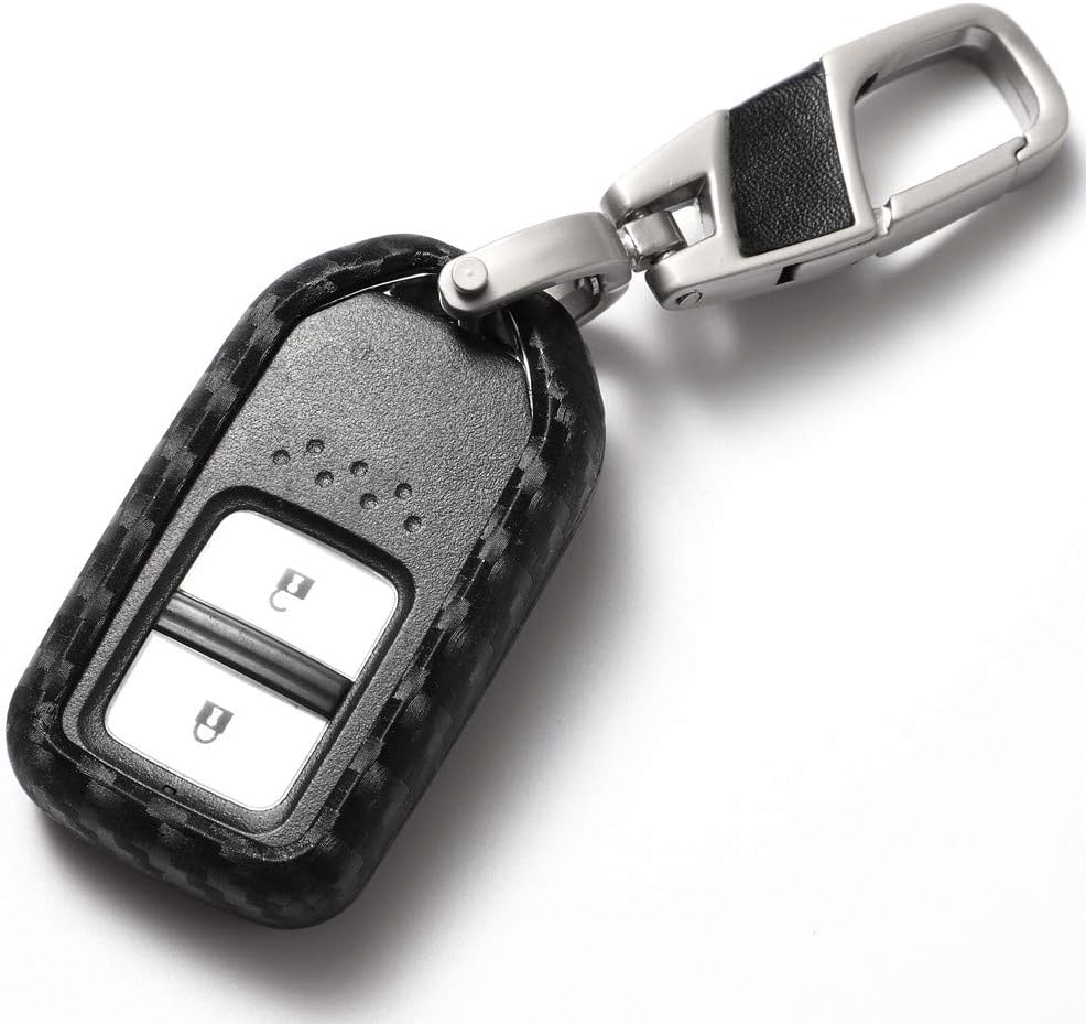 QinLing Carbon Fiber Pattern Silicone fob Key Case for Honda Accessories Keychain fit Jazz Grace Jade Civic Odyssey Accord XR-V CR-V Vezel City Key Chain Cover Holder Shell Bag