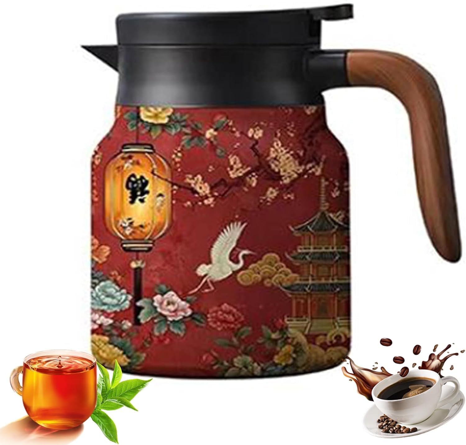 YUYQAQ Infinitne Vintage Floral Pattern Tea – Built-In Infuser, Vintage Teapot, Tea with Infuser, Stainless Steel Teapot for and Coffee, Long Lasting Heat Retention for Home Office Use (1000ml)