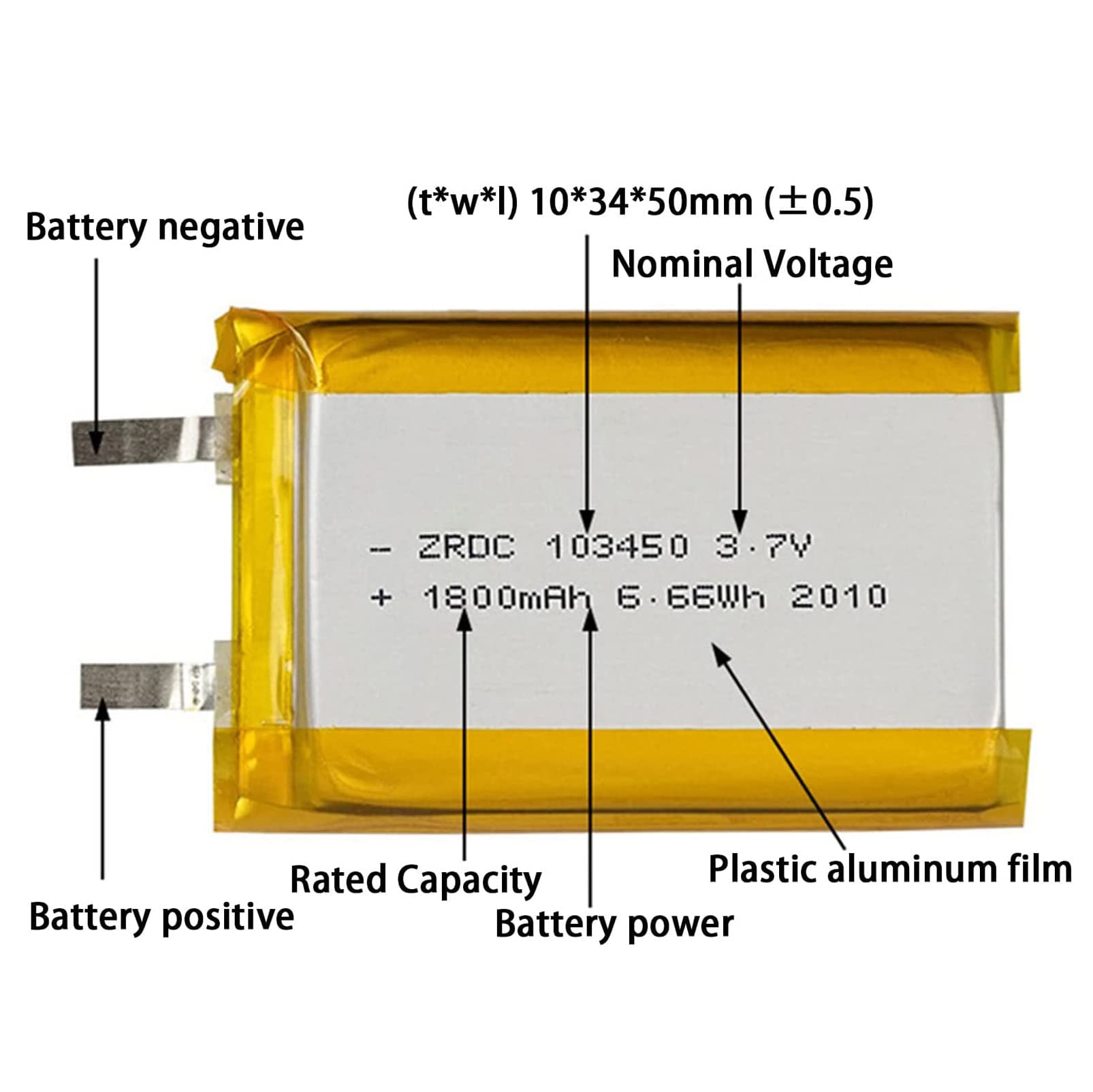Amazon.co.jp: 3.7V 1800mAh リチウム ポリマー イオン バッテリー