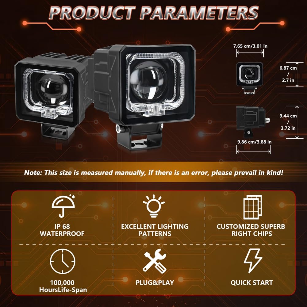 3-calowe światła LED Pod Off Road Jazdy Światła Przeciwmgielne Kwadratowe LED Światło robocze dla ciężarówki SUV ATV UTV 2 Sztuk