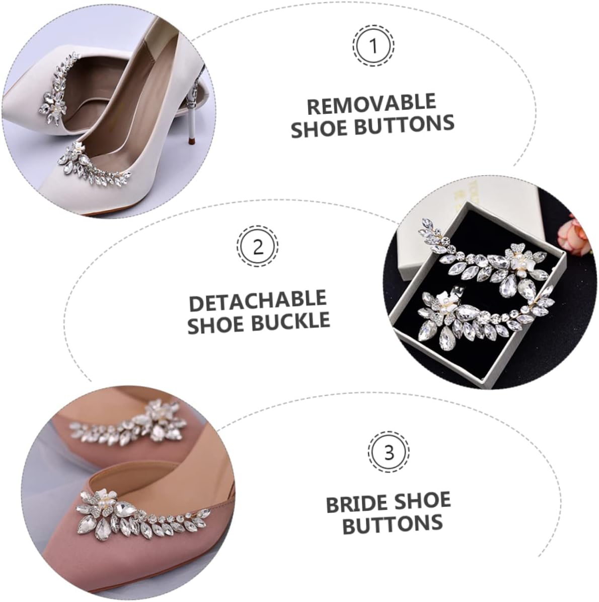 BESTYASH 1pair Removable Rhinestone Pearl Wedding Shoe Buckles Decorative Shoe Adornments for Bride Suitable for Parties Daily Wear Materials