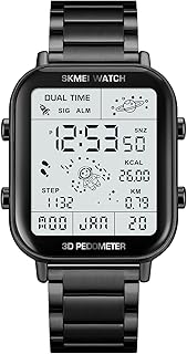 سكمي ساعة رقمية للرجال، ساعة رياضية رقمية رفيعة للغاية بشاشة LED مقاومة للماء للغاية، ساعة توقيت، ساعة منبه وعد تنازلي، ساعة عسكرية - 1888، ذهبي وردي