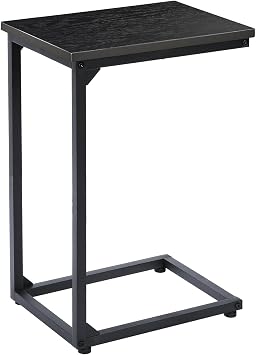AMHANCIBLE C Shaped End Table, Couch Tables that Slide Under, TV Tray Snack Table for Sofa, Small Side Table for Couch, Small Space, Living Room, Black HET02CBK-1