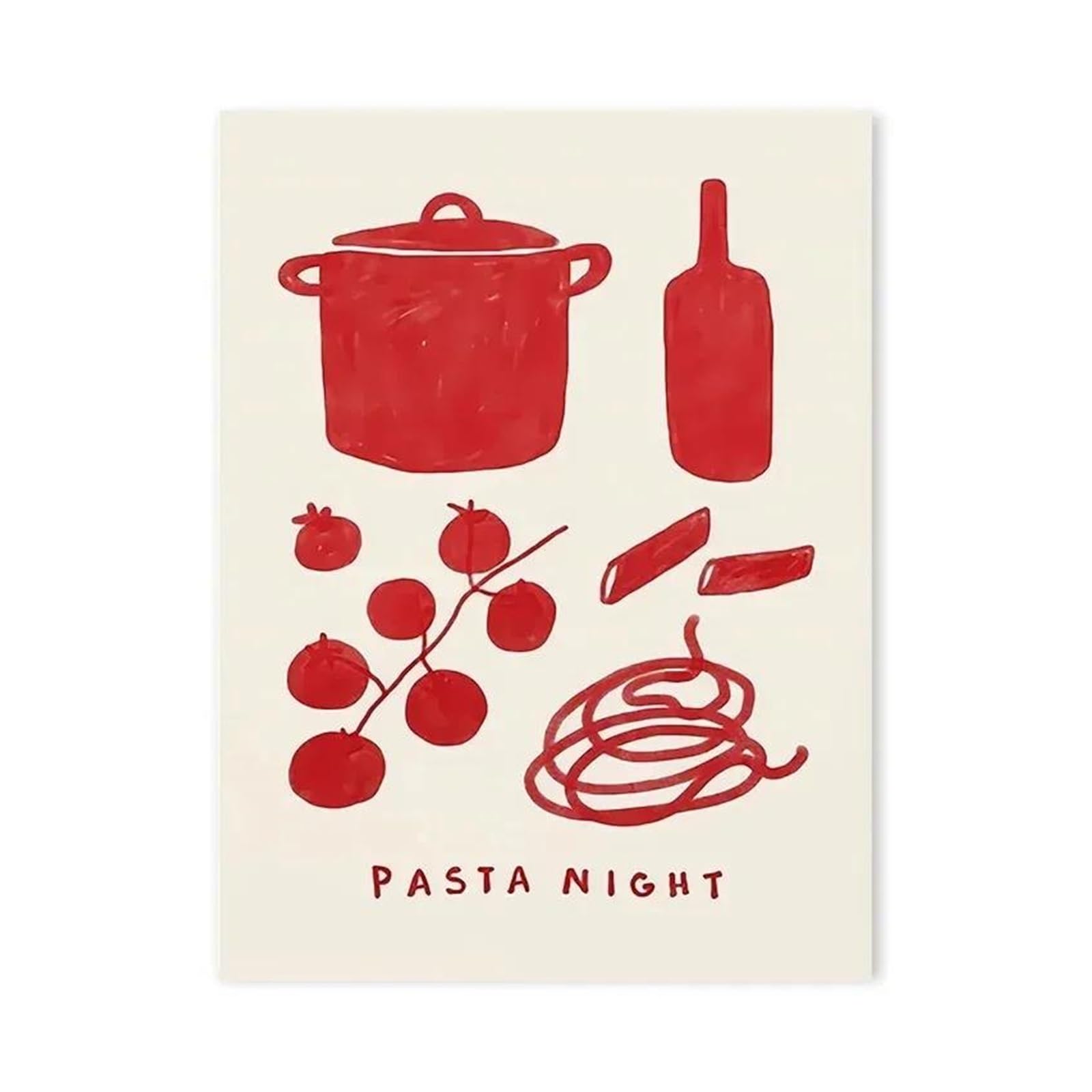 Byambd D Byamb Aesthetic Pictures Foo Tomato Chilli Strawberry Cartoon Poster Prints Wall Art Vintage Eclectic Italian Canvas Painting Kitchen Bedroom Ecor(,40X60cm)