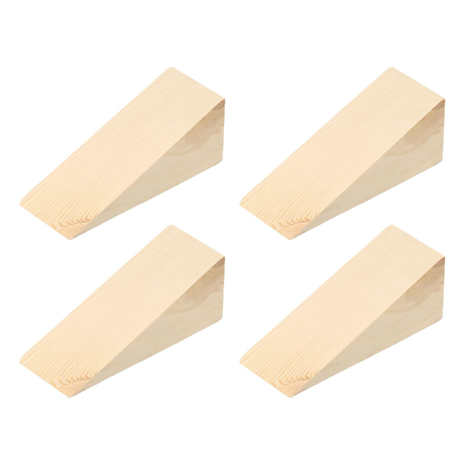 sourcing map 4Pcs Wooden Door Stopper, 100 x 50 x 50mm Non-Slip Solid Wood Door Wedges Triangle Wooden Doorstop Blocks for Chair Caning Home Office Floor
