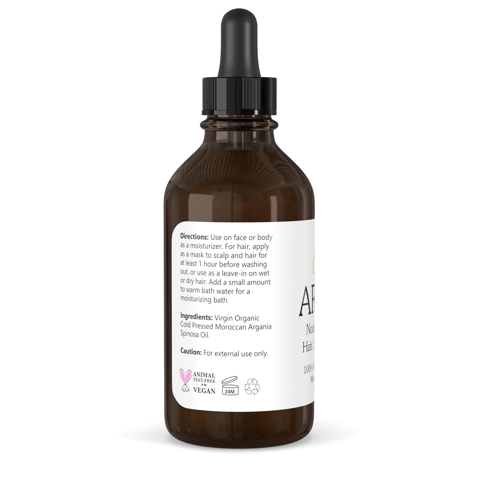 Huile d’Argan Bio du Maroc 100% Pure | Première Pression à Froid | Huile Végétale Visage, Cheveux, Corps & Ongles | Vierge, Non Raffinée | Flacon Verre 120 mL