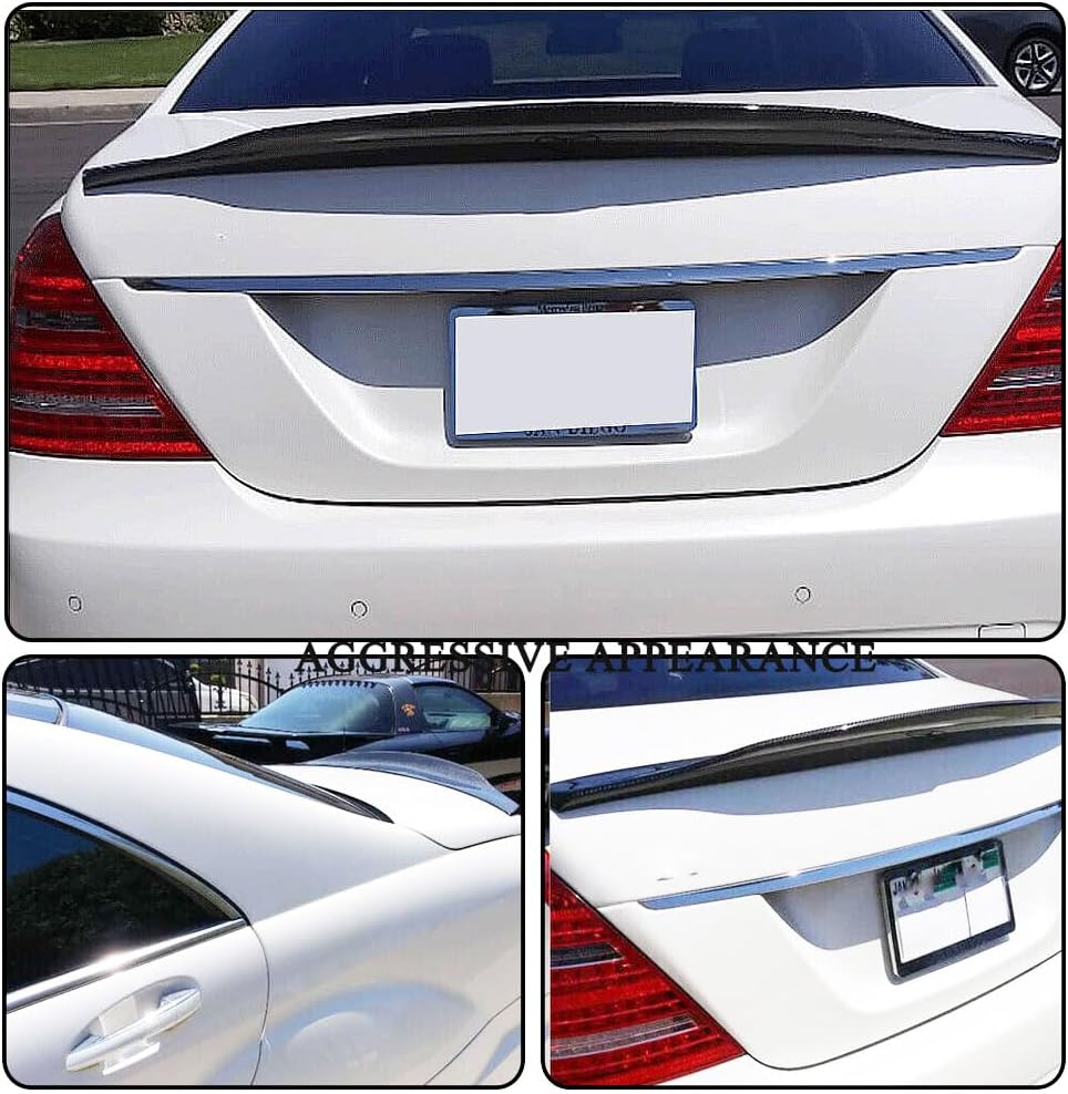 MCARCAR KIT Carbon Fiber Spoiler fits for Mercedes Benz S Class W221 S63 AMG Sedan 2008-20213 S300 S350 S400 S450 S500 Rear Boot Lid Highkick Tail Wing lip Factory Outlet (Spoiler 1)