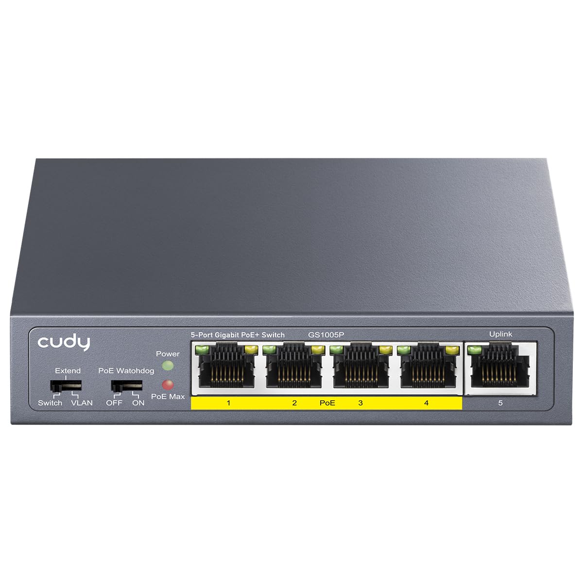Cudy GS1005P 5 Port Gigabit Ethernet Unmanaged PoE+ Switch, with 4 x PoE+ @ 60W, Desktop/Wall, Sturdy Metal Fanless Housing, 802.3af, 802.3at, Shielded Ports, Traffic Optimization, Plug and Play-image-25