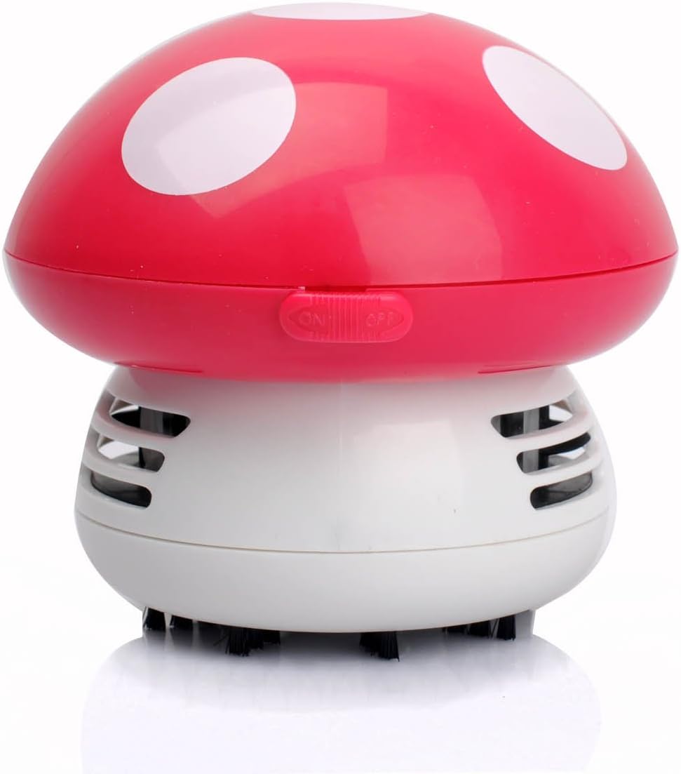 Fashion Versatile Mushroom Shaped Mini Handheld Desktop Keyboard Vacuum Dust Cleaner for Home Office Uses Hot Pink