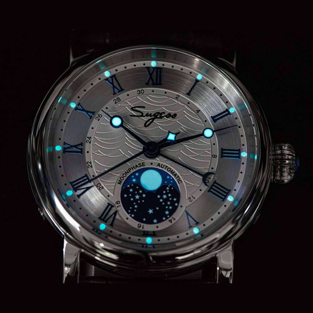 LOve Peace Moonphase Automatische Mechanische Herrenuhr Armbanduhren Möwe Uhrwerk ST2108 Wasserdichte Uhr Saphirglas Uhren Roségold Retro, rose gold, Retro