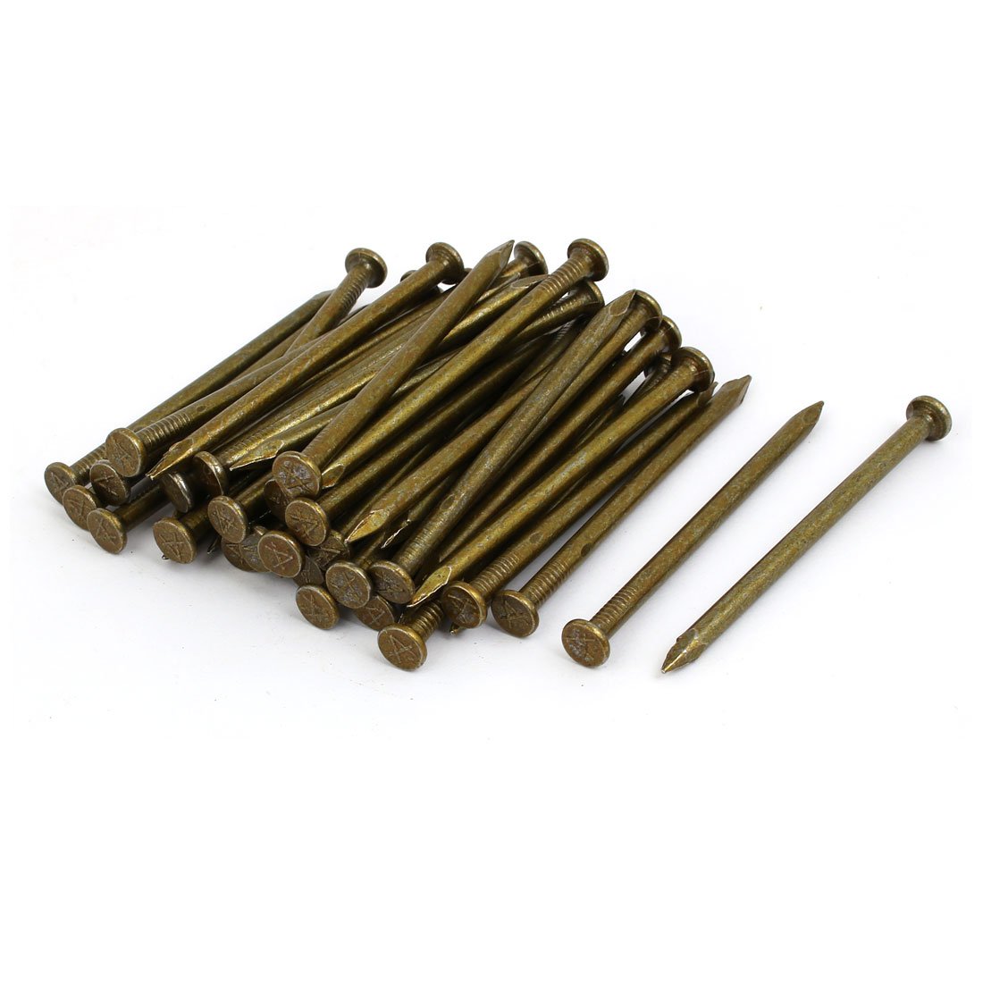 Aexit Fiber Concrete Fastener Cement Wall Steel Point Tip Wire Nails 4.5mmx80mm 50PCS Model:62as50qo292