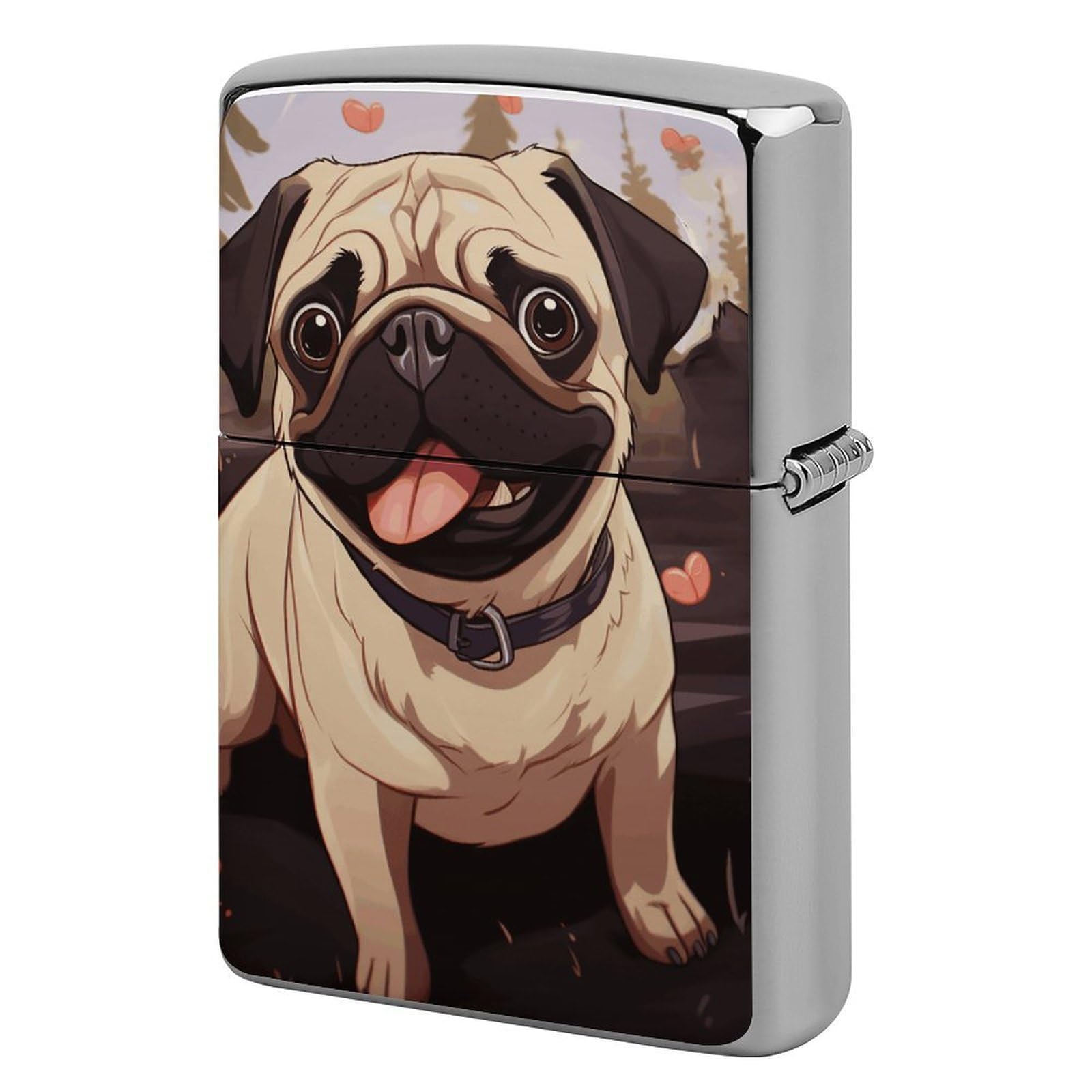 Cute Pug Lighter Case for Men, Personalized Lighter Cover for Valentine's Day Gifts, Flip-Top Lighters Shell for Outdoor, Portable Lighters Protective Sleeve
