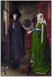 Jan Van Eyck Art Painting The Arnolfini Portrait Poster Print Canvas Poster Wall Art Bedroom Decoration (16x24inch(40x60cm),No Framed)