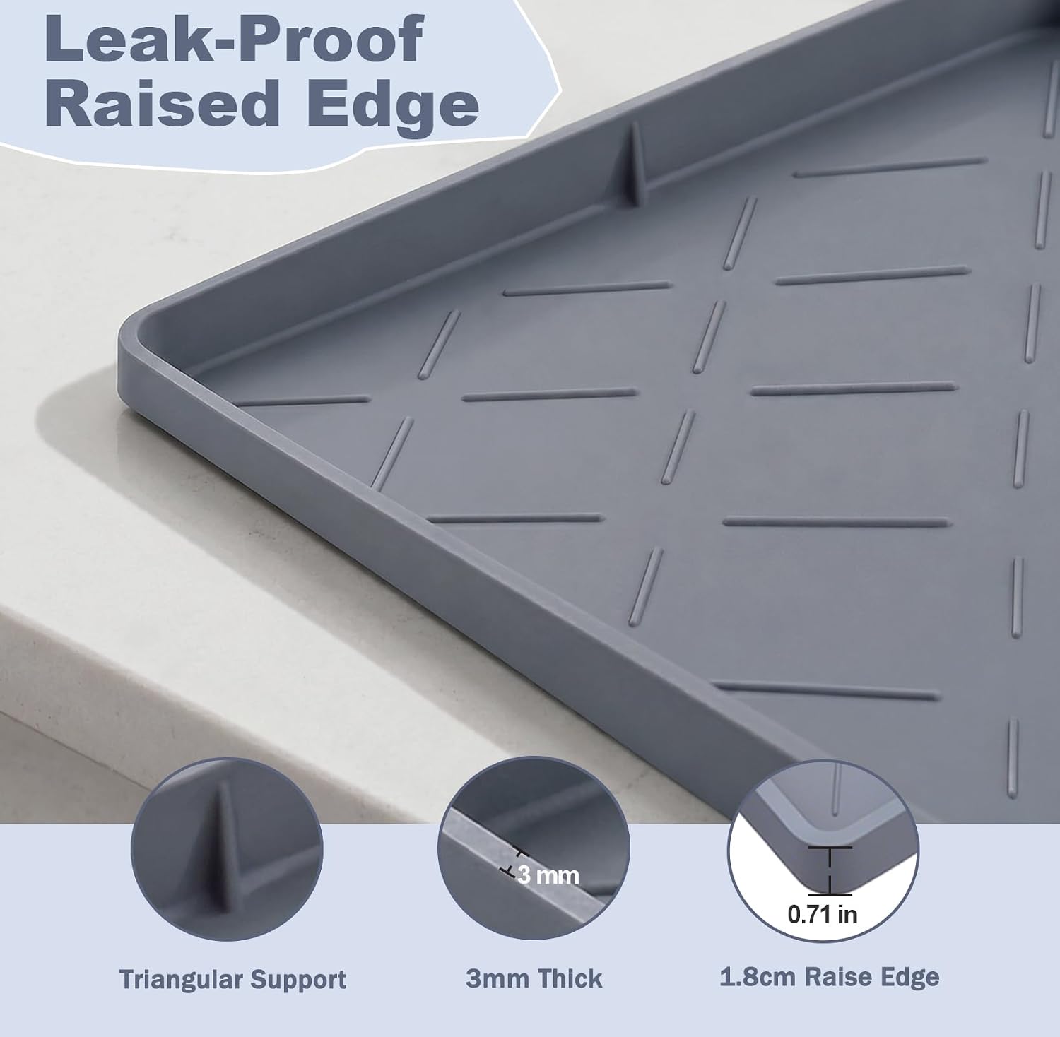 Extra Thick Under Sink Mat Waterproof with Raised Edge 34" x 22"