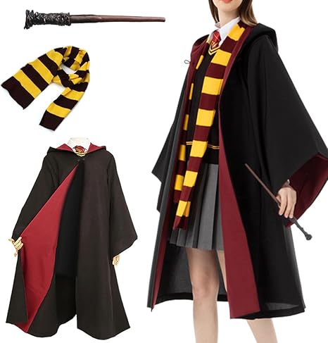 Amazon.com: Mltao Magician Robe with Scarf Spell Wand for Hermione ...