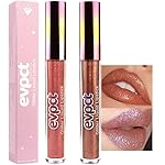 evpct 2Pcs Bronze Gold Nude Gold Matte to Glitter Liquid Lipstick Set for Women Long Lasting Glossy Metallic Shimmer Sparkle Lipstick Lip Gloss 5+14