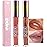 evpct 2Pcs Bronze Gold Nude Gold Matte to Glitter Liquid Lipstick Set for Women Long Lasting Glossy Metallic Shimmer Sparkle Lipstick Lip Gloss 5+14