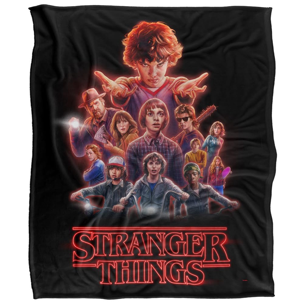 Stranger Things Season 2 Heroes Silky Touch Super Soft Throw Blanket 152 X 127 Cm, White