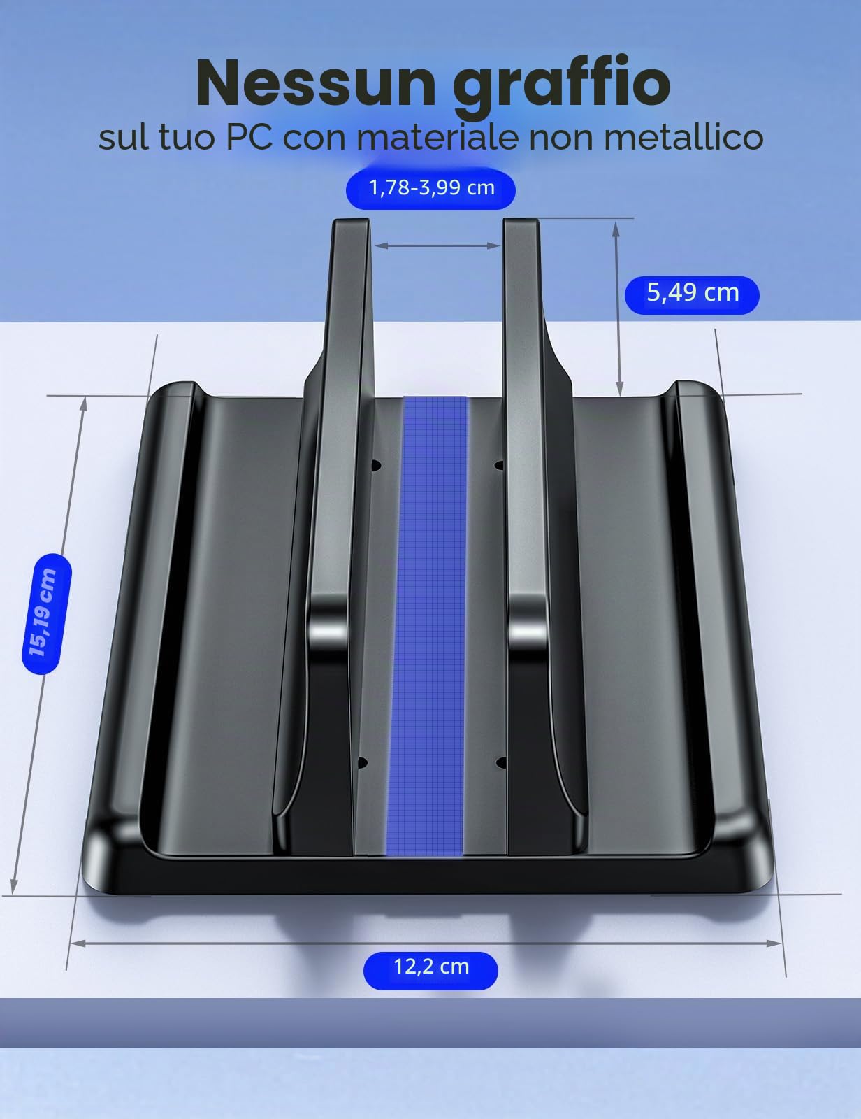 VAYDEER Supporto verticale laptop, supporto verticale 3 in 1 salvaspazio per posizionamento verticale, compatibile con MacBook Air, MacBook Pro, iPad, tablet notebook fino a 17,3 pollici, bianco