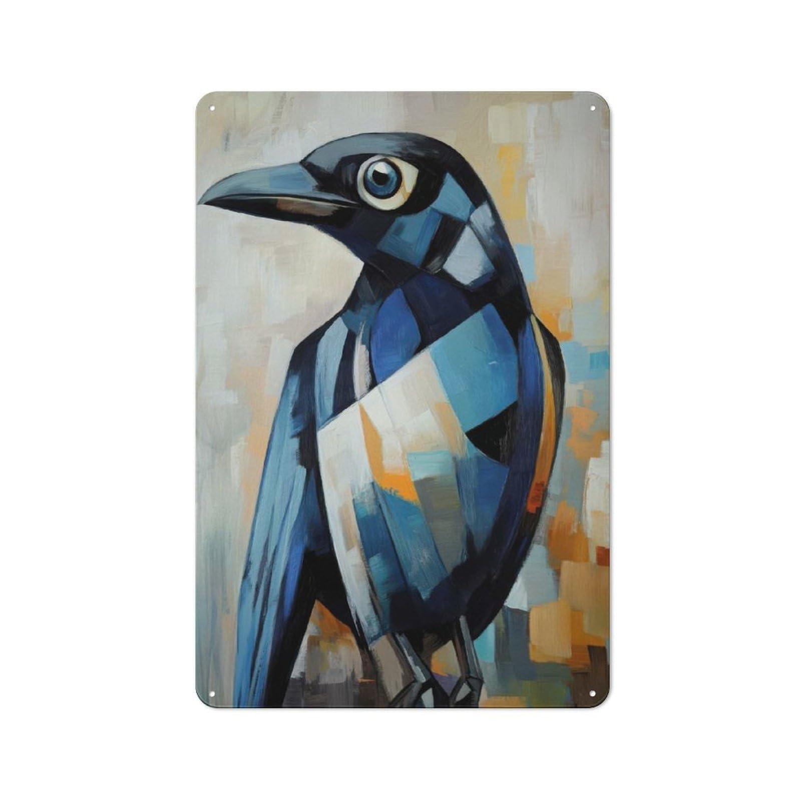 Junmoney Style-7 Metal Plaque With Raven Oil Painting Design 30X20cm, Retro Kitchen Wall Decor For Bakery, Diner, Cafe Or Family Room